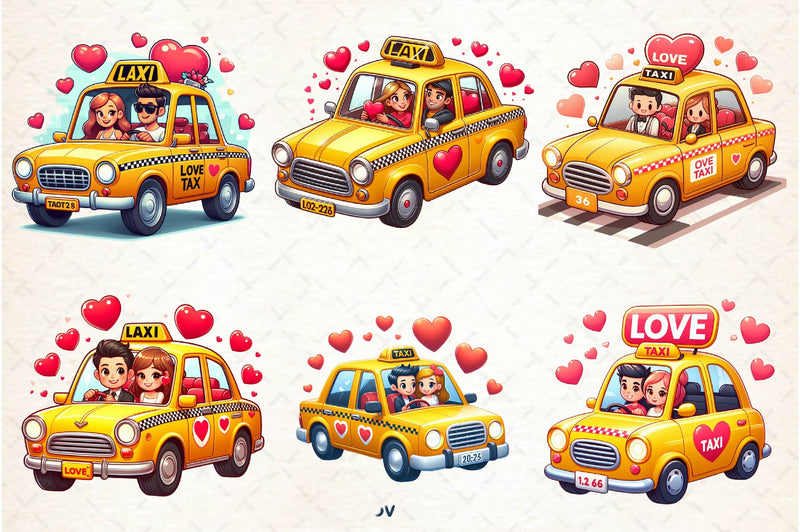 Valentines Love Taxi Clipart Bundle - CraftNest - Digital Crafting and Art