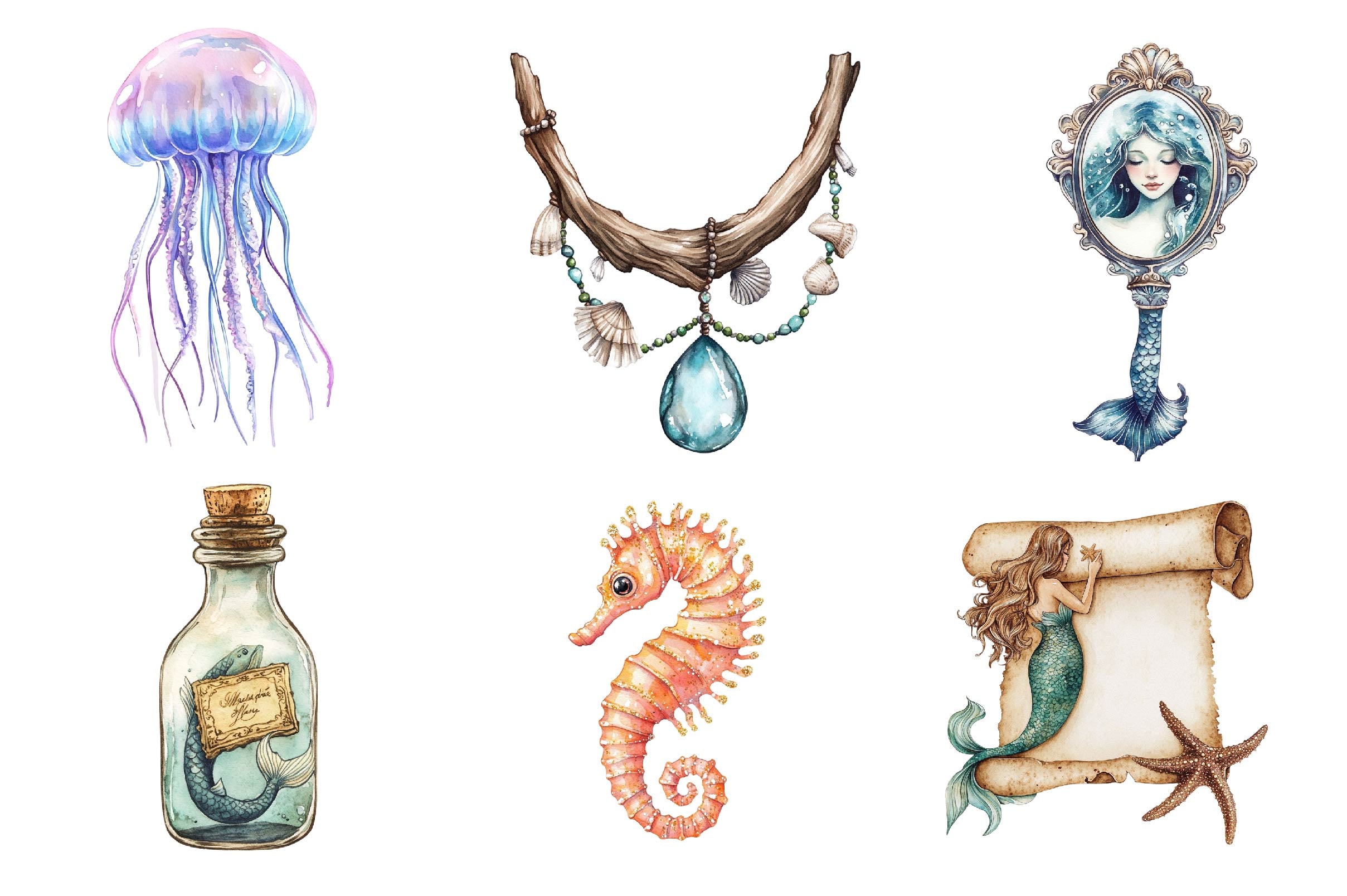 Little Mermaid Under The Sea Clipart Bundle - CraftNest - Digital Crafting and Art