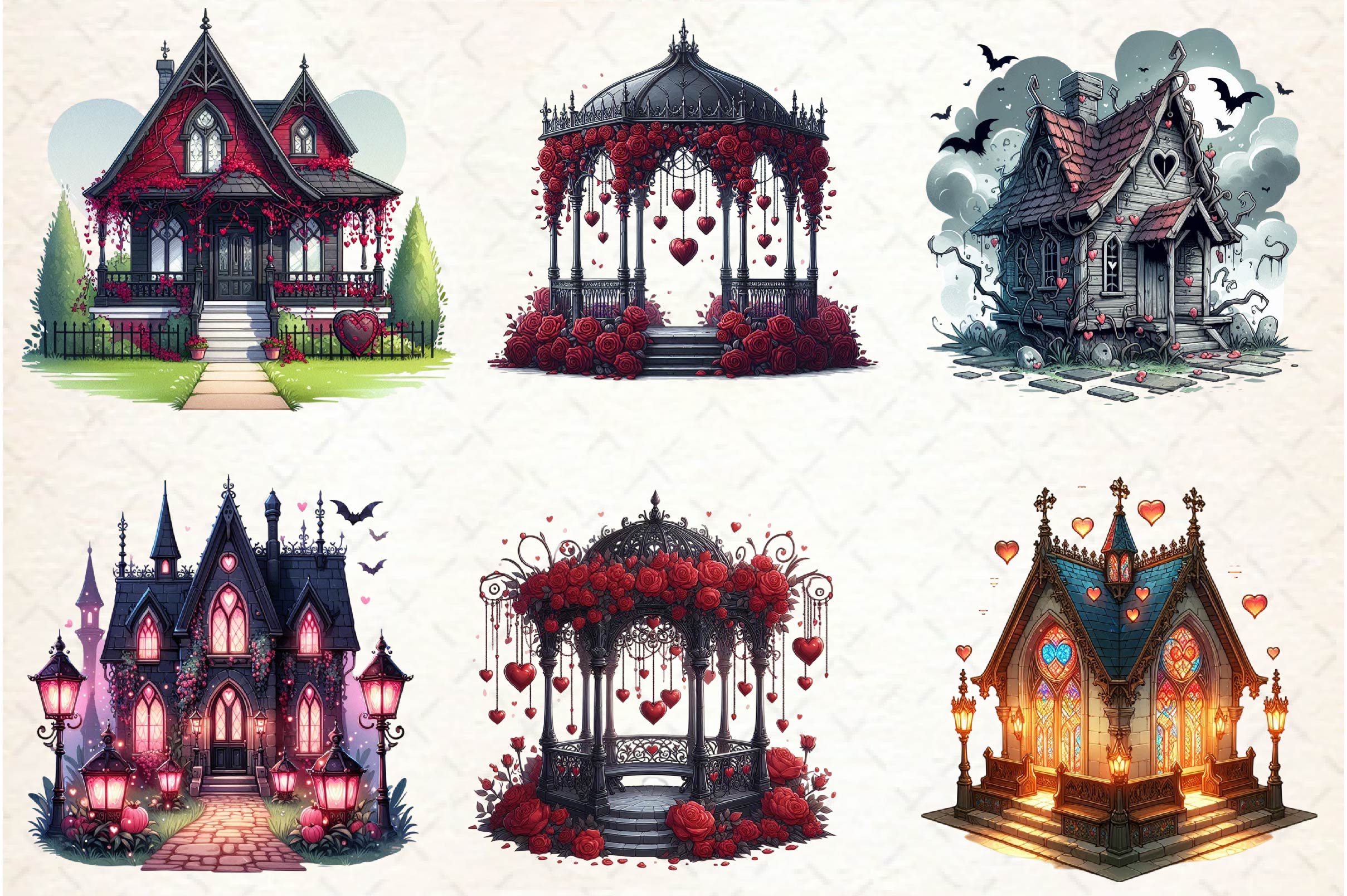 Valentine Gothic Palace Clipart Bundle - CraftNest - Digital Crafting and Art