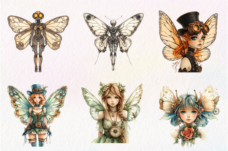 Steampunk Fairy Clipart Bundle 1 - CraftNest - Digital Crafting and Art
