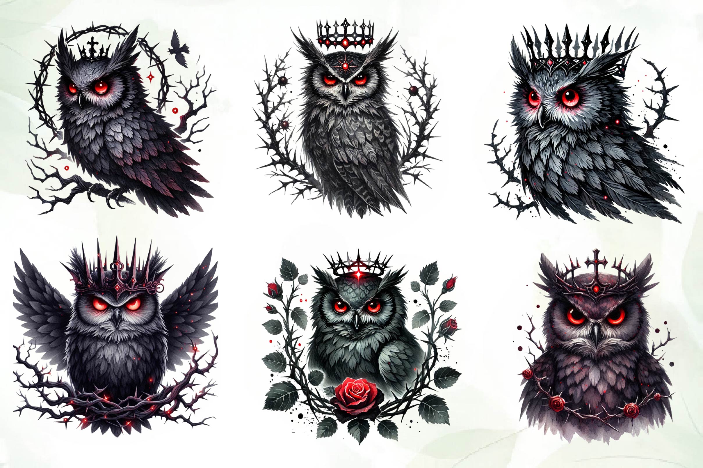 Gothic Owls Clipart Bundle 1 - CraftNest - Digital Crafting and Art