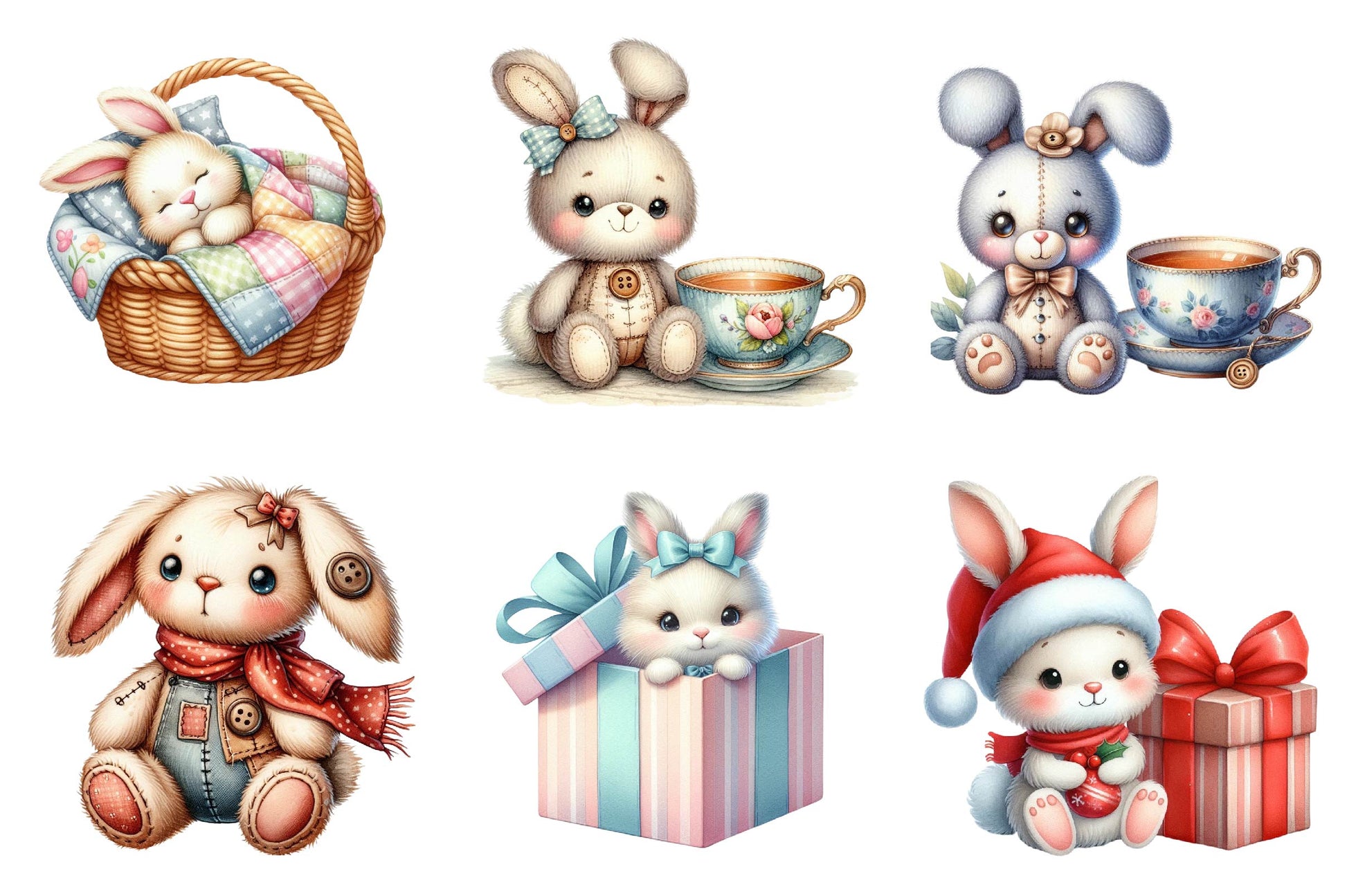 Cute Plush Toy Baby Bunny Clipart Bundle - CraftNest - Digital Crafting and Art