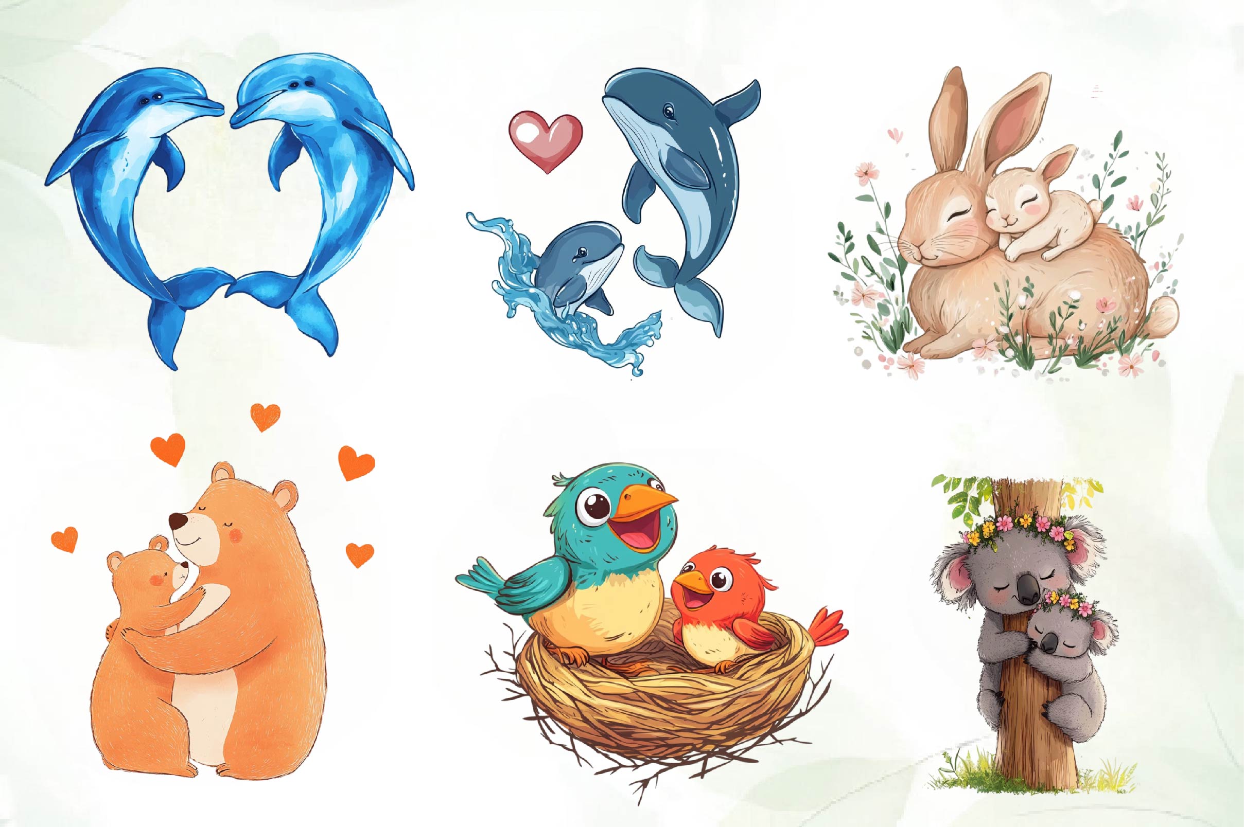 Cute Mother & Baby Set Clipart Bundle - CraftNest - Digital Crafting and Art