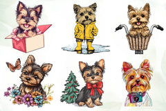 Cute Yorkshire Terrier Clipart Bundle - CraftNest - Digital Crafting and Art