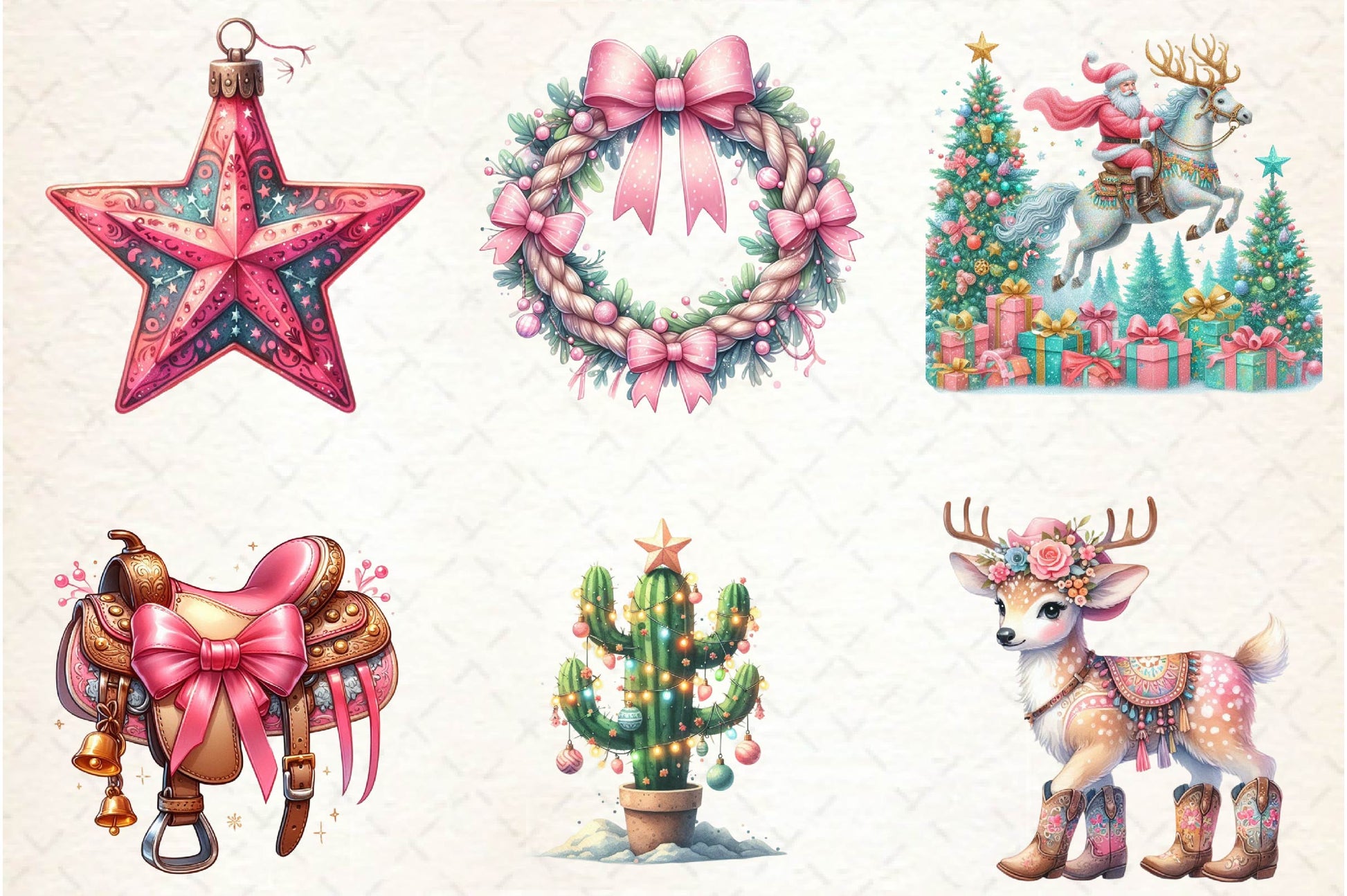 Coquette Western Christmas Clipart Bundle - CraftNest - Digital Crafting and Art