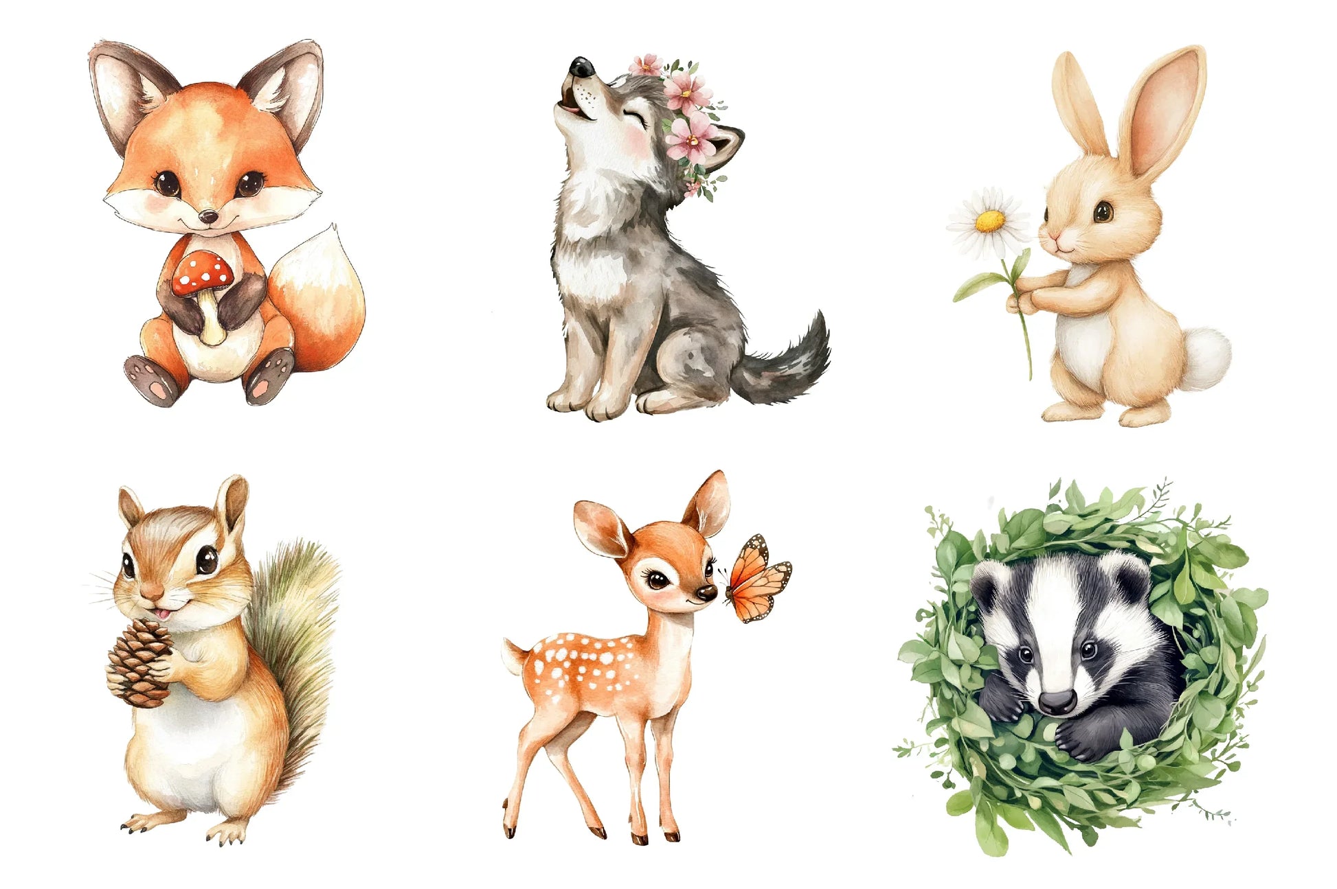 Cute Little Animal Woodland Clipart Bundle - CraftNest - Digital Crafting and Art