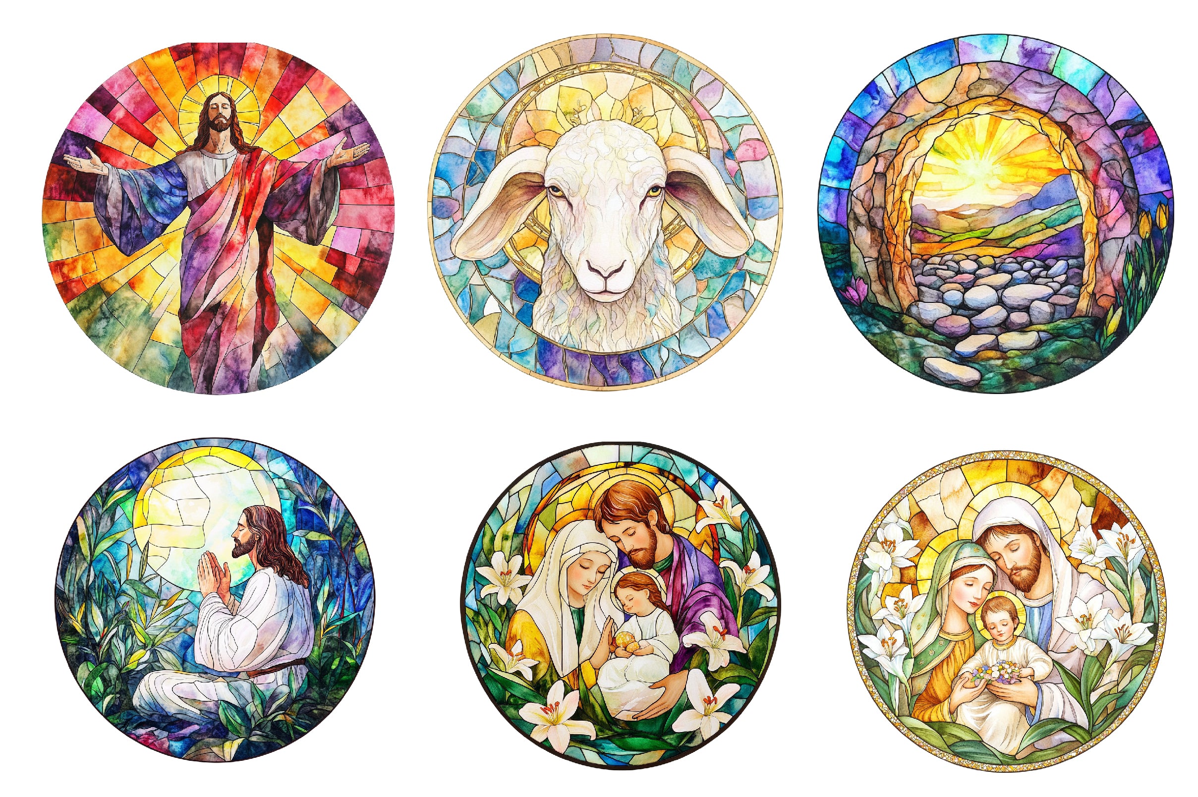 Round Stained Glass Easter Nativity Clipart Bundle - CraftNest - Digital Crafting and Art
