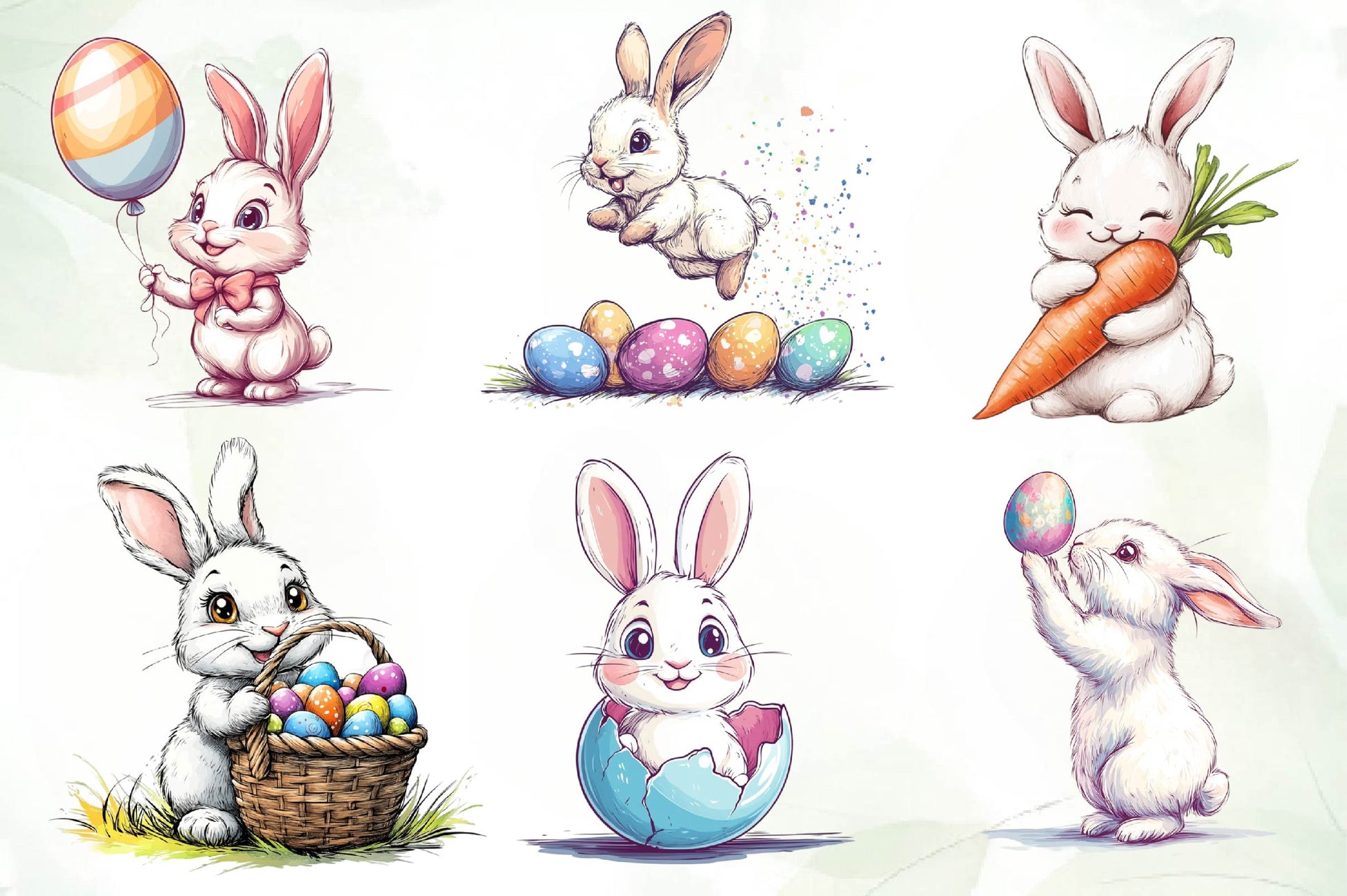 Cute Easter Bunny Clipart Bundle 3 - CraftNest - Digital Crafting and Art
