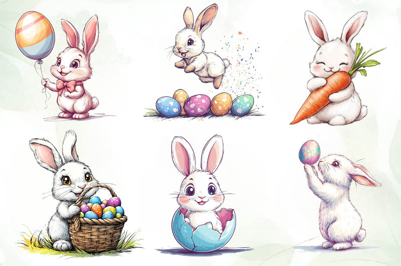 Cute Easter Bunny Clipart Bundle 3 - CraftNest - Digital Crafting and Art