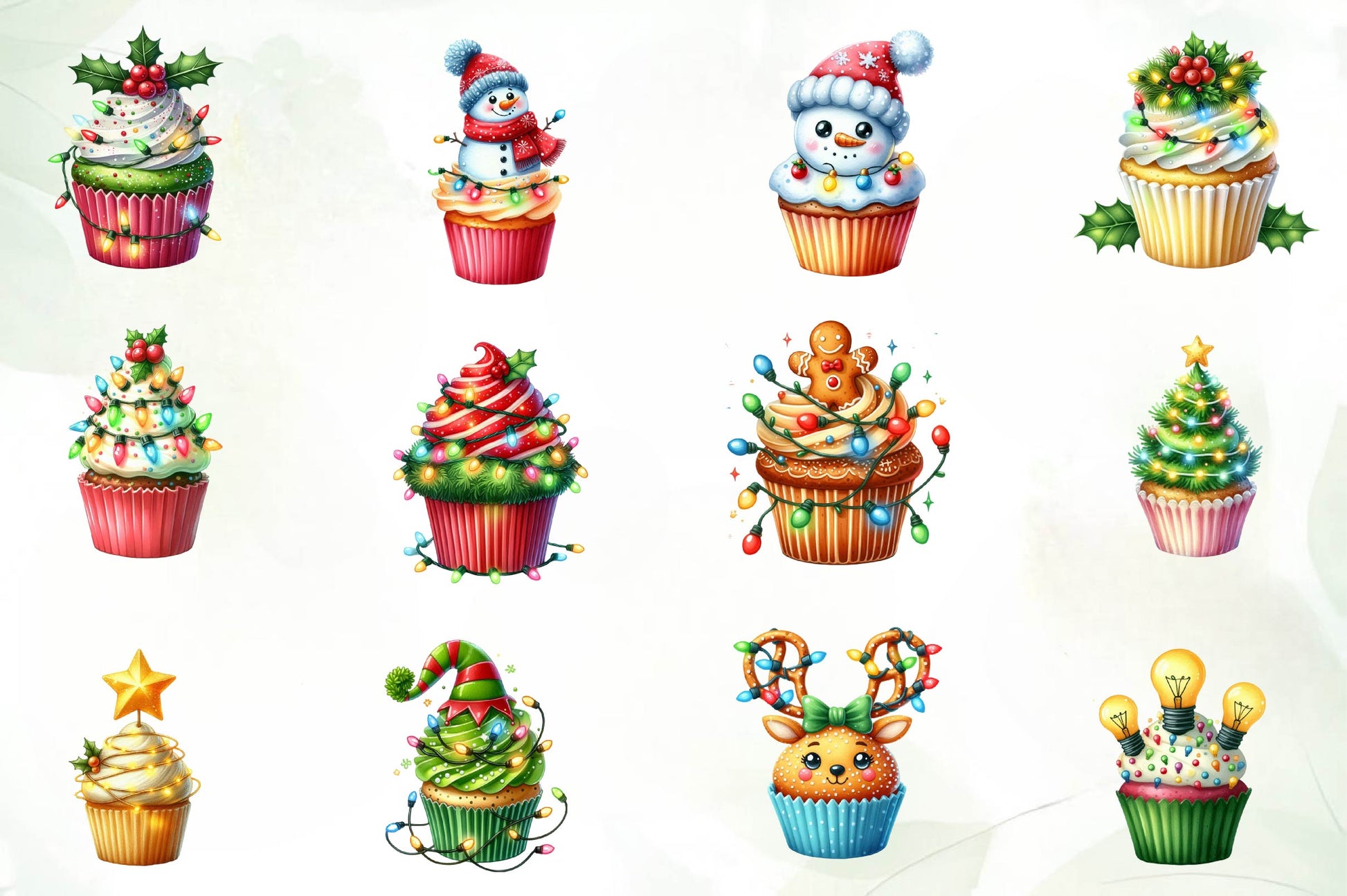 Christmas Cupcake Christmas Cupcakes Clipart Bundle - CraftNest - Digital Crafting and Art