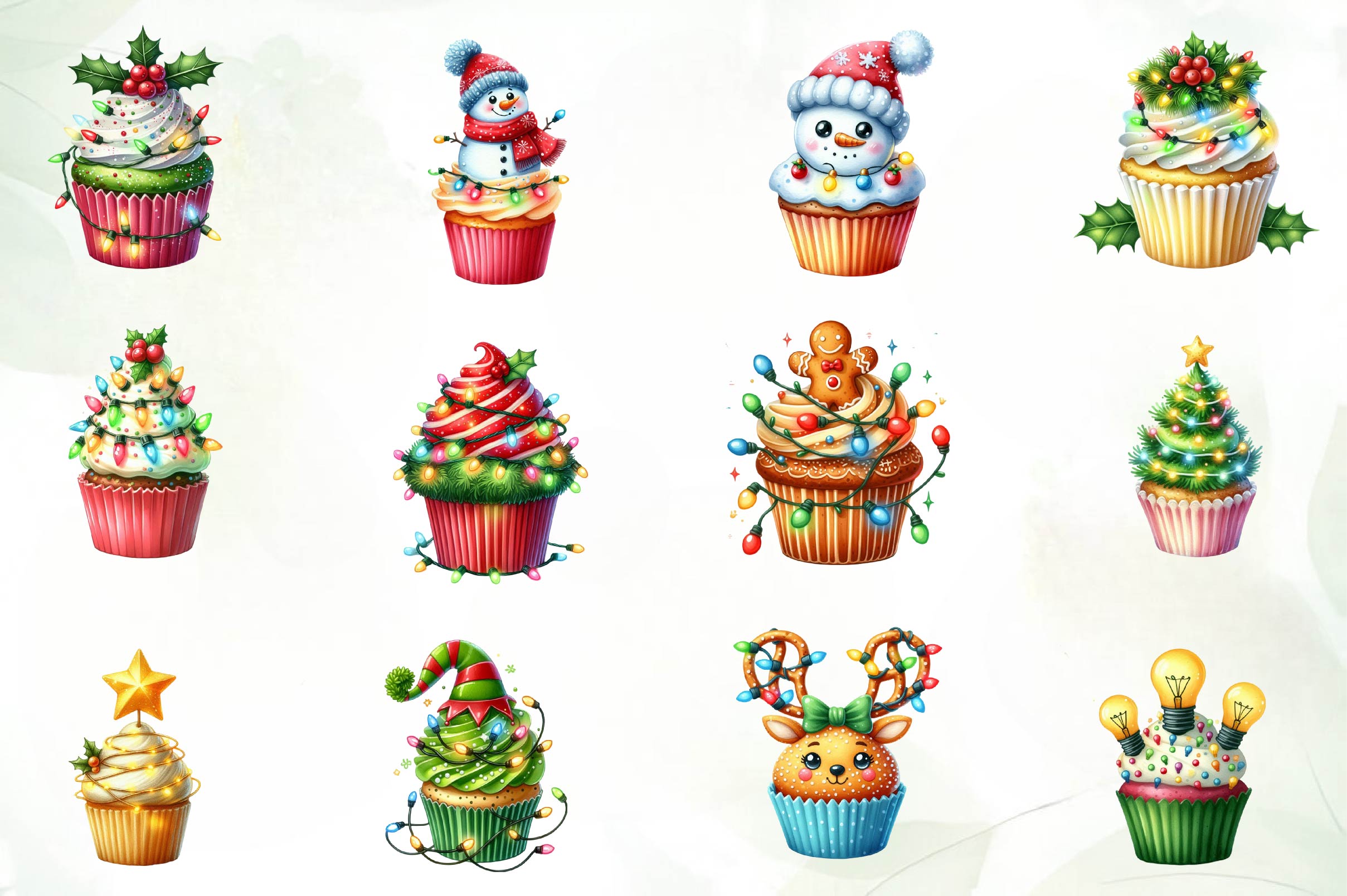 Christmas Cupcake Christmas Cupcakes Clipart Bundle - CraftNest - Digital Crafting and Art