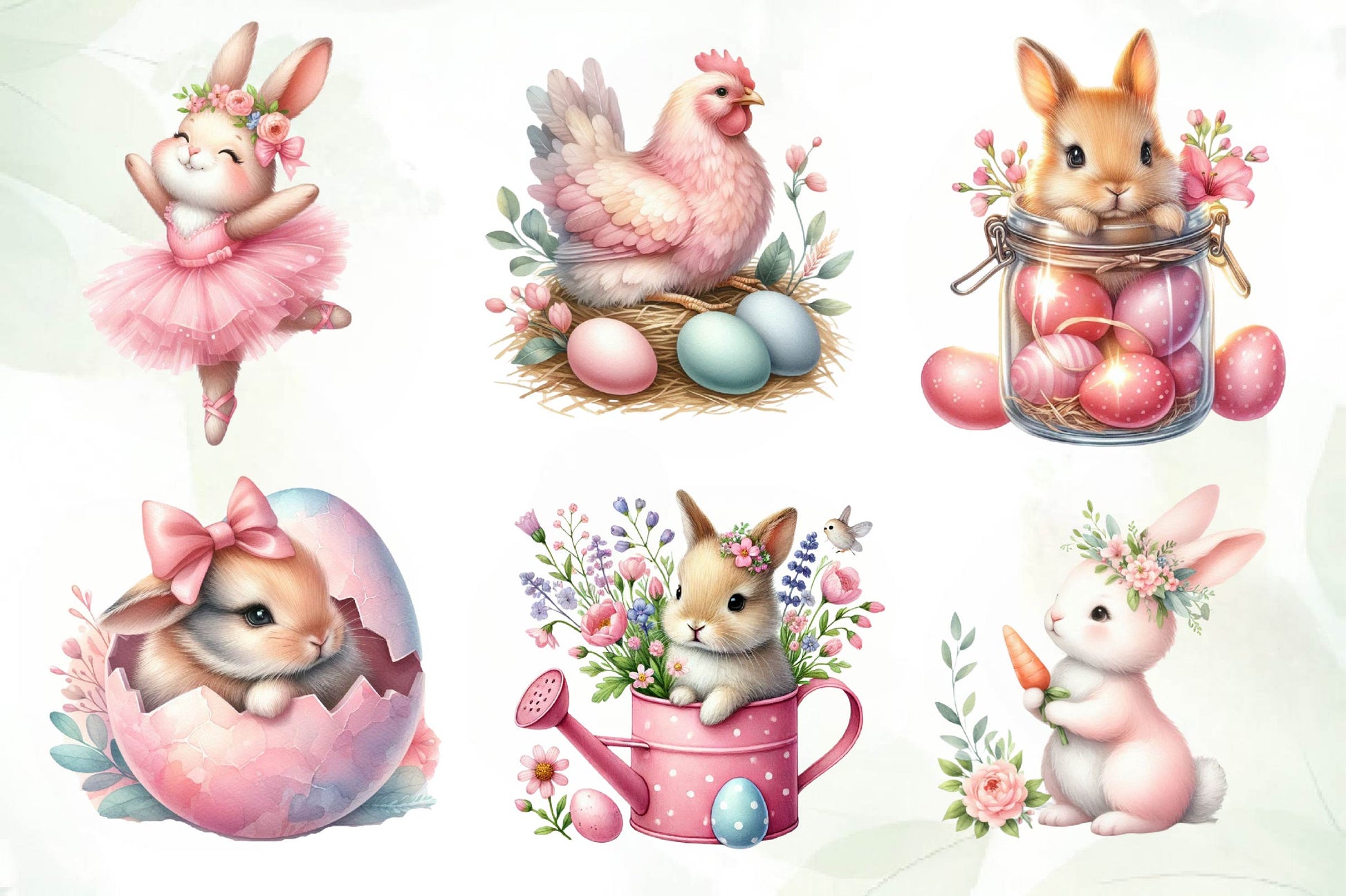 Cute Pink Easter Day Clipart Bundle - CraftNest - Digital Crafting and Art