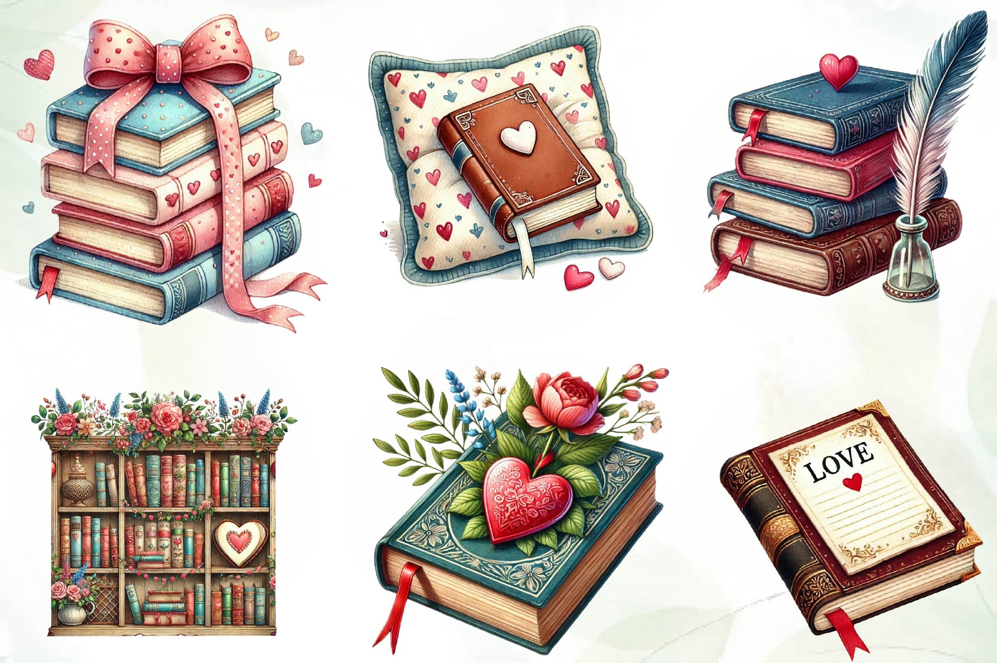 Valentine Bookish Clipart Bundle - CraftNest - Digital Crafting and Art