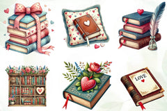 Valentine Bookish Clipart Bundle - CraftNest - Digital Crafting and Art