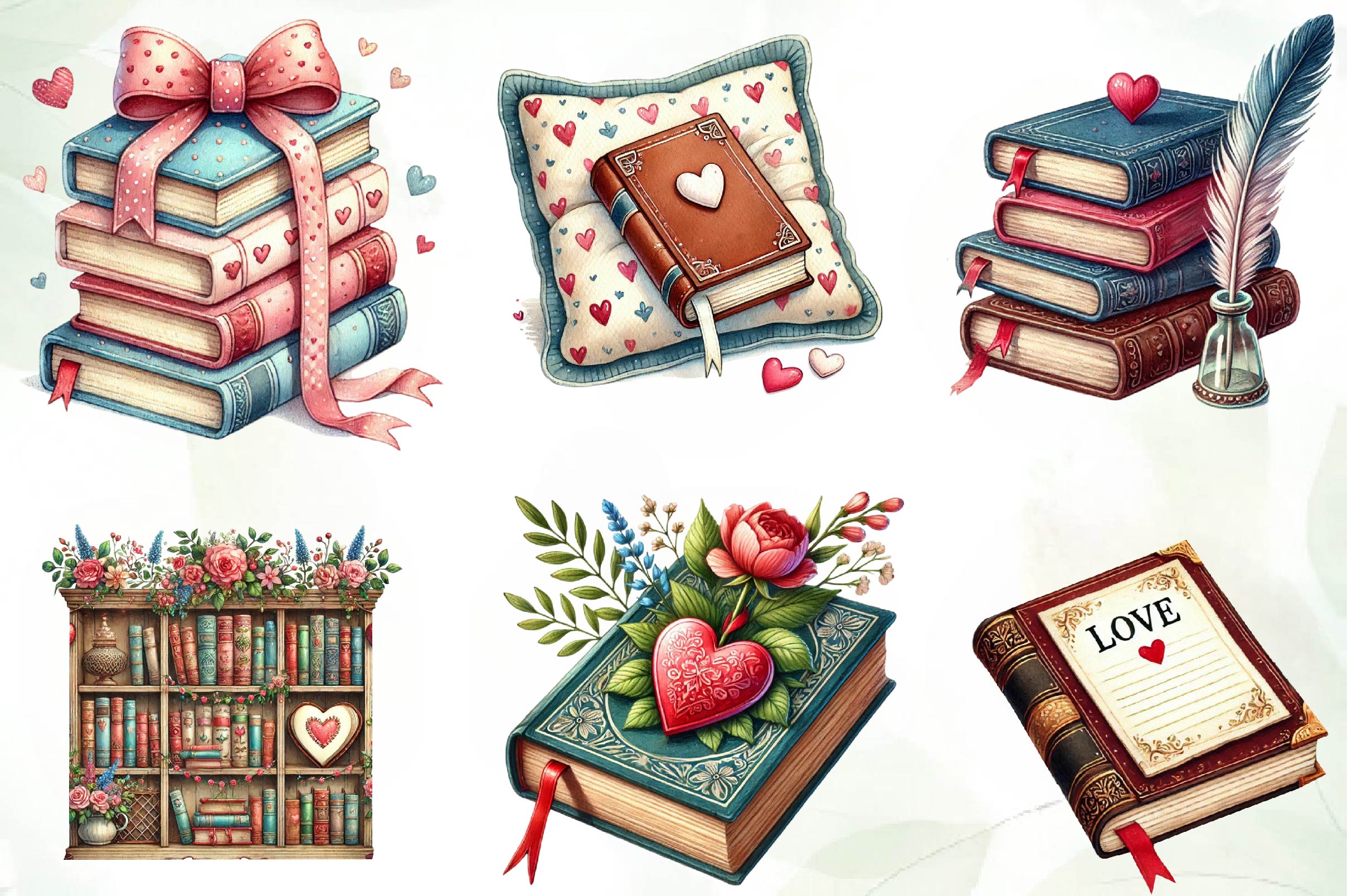 Valentine Bookish Clipart Bundle - CraftNest - Digital Crafting and Art