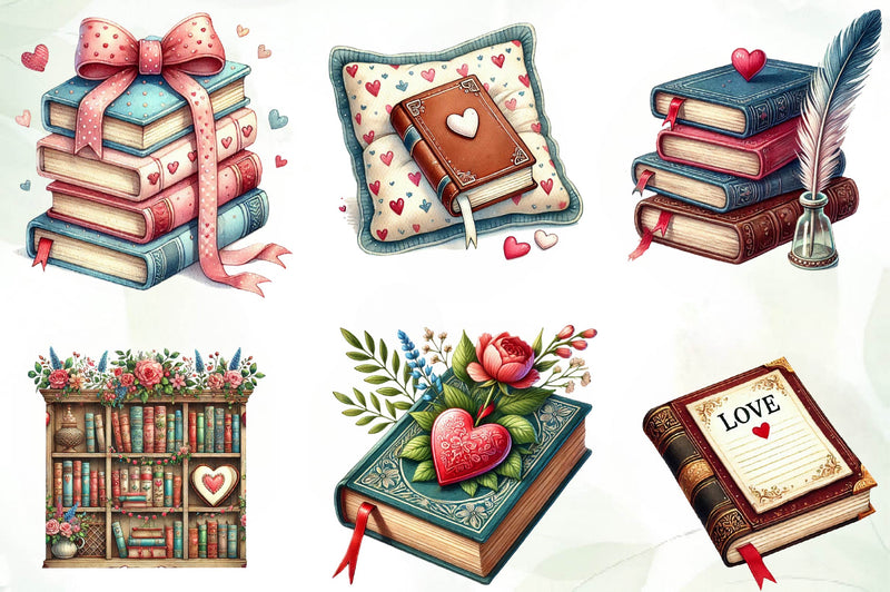 Valentine Bookish Clipart Bundle - CraftNest - Digital Crafting and Art