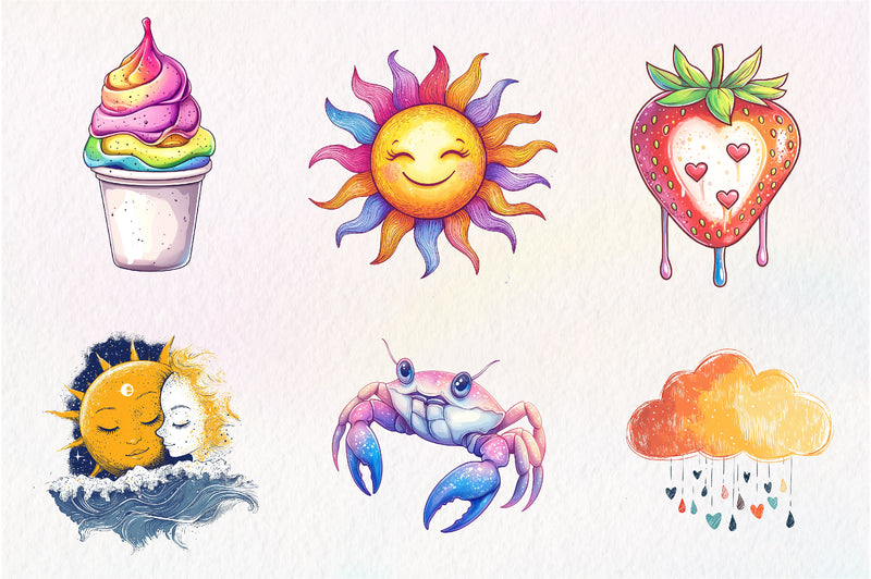 Abstracts Cute Summer Clipart Bundle - CraftNest - Digital Crafting and Art