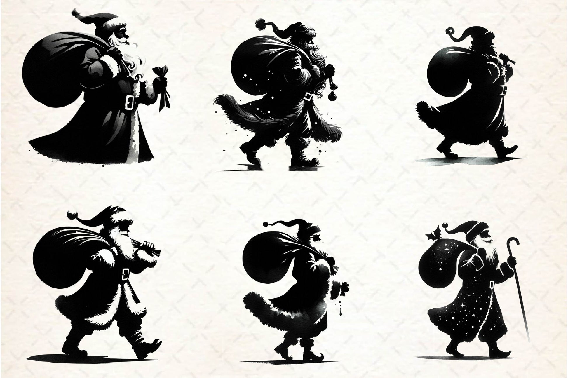 Black And White Santa Clipart Bundle - CraftNest - Digital Crafting and Art