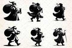 Black And White Santa Clipart Bundle - CraftNest - Digital Crafting and Art