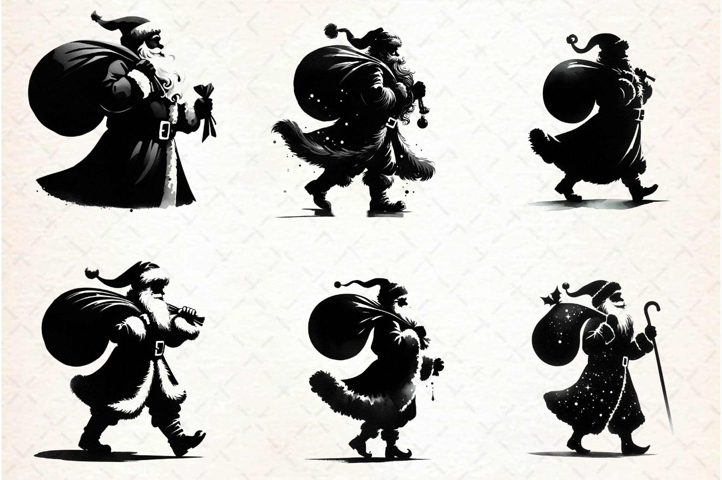 Black And White Santa Clipart Bundle - CraftNest - Digital Crafting and Art