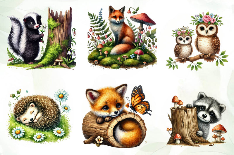 Woodland Animals Clipart Bundle - CraftNest - Digital Crafting and Art