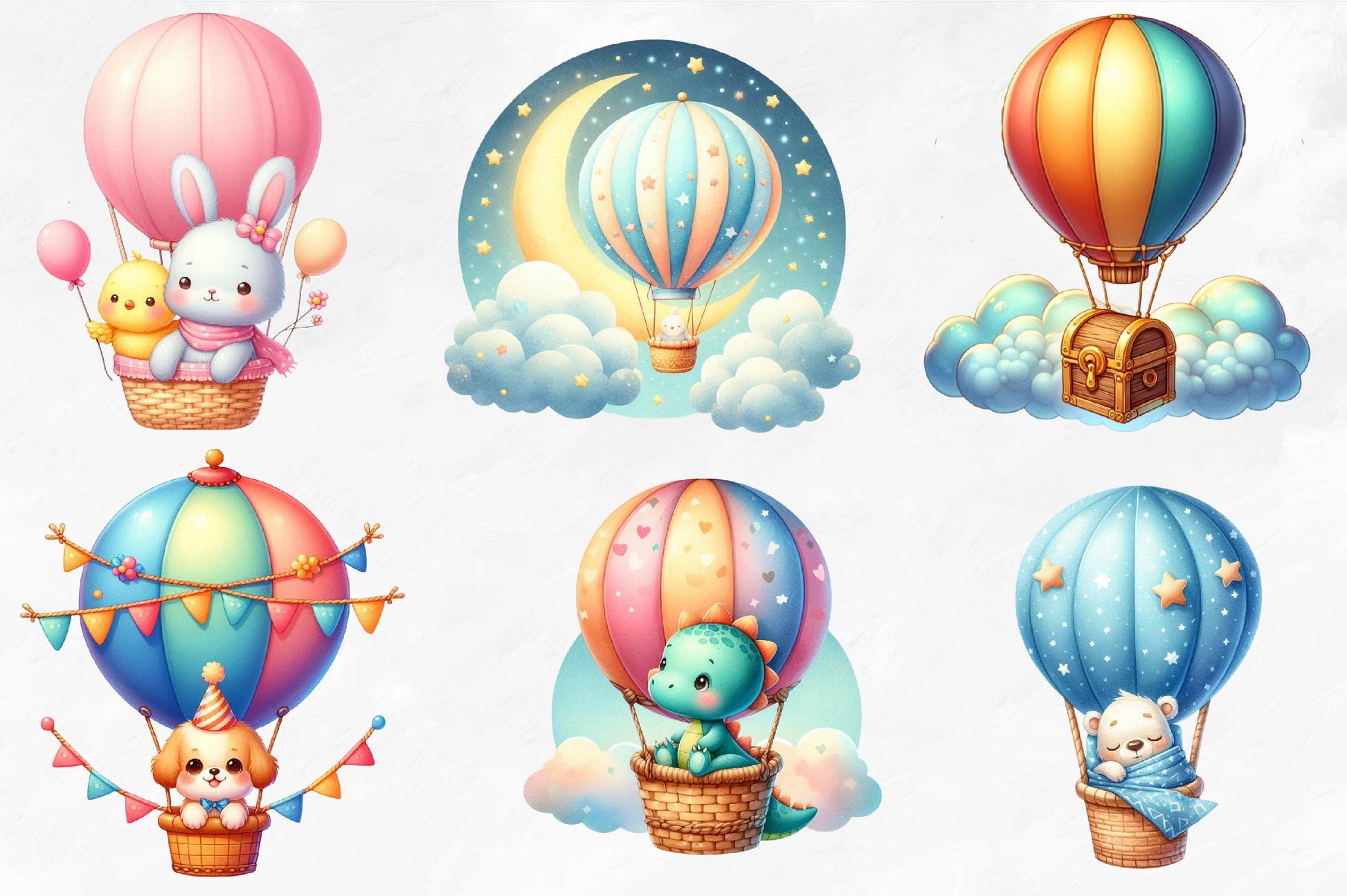 Hot Air Balloons Clipart Bundle - CraftNest - Digital Crafting and Art