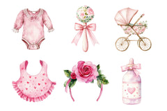 Pink Baby Girl Shower Clipart - CraftNest - Digital Crafting and Art