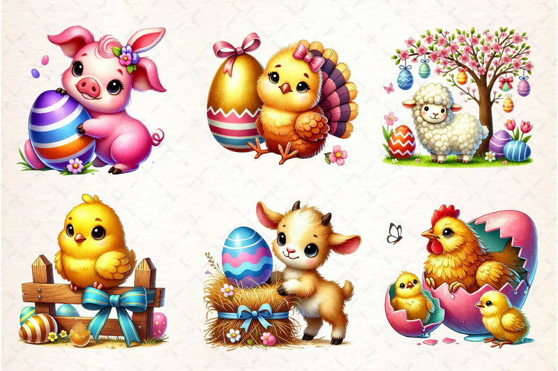 Easter Farm Animals Clipart Bundle 1 - CraftNest - Digital Crafting and Art