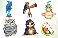 Cute Celestial Owl Clipart Bundle - CraftNest - Digital Crafting and Art