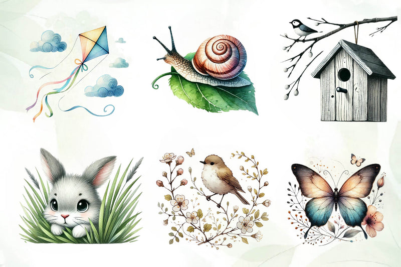 Black And White Spring Clipart Bundle - CraftNest - Digital Crafting and Art