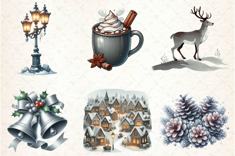 Warm Grey Winter Clipart Bundle - CraftNest - Digital Crafting and Art