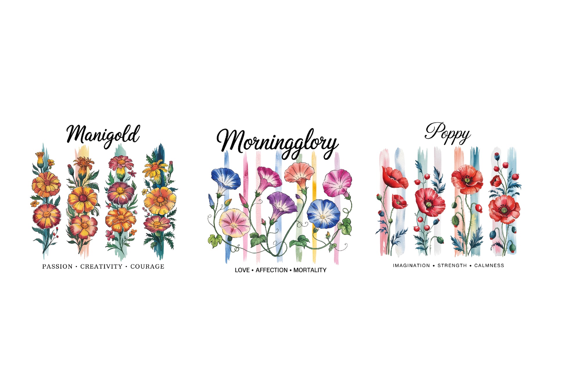 Birth Month Flower Brushstrokes Clipart Bundle - CraftNest - Digital Crafting and Art