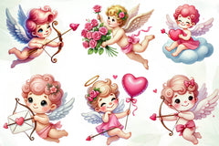 Cute Pink Valentine Cupid Clipart Bundle - CraftNest - Digital Crafting and Art