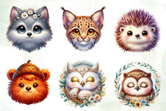 Animals Face Woodland Clipart Bundle - CraftNest - Digital Crafting and Art