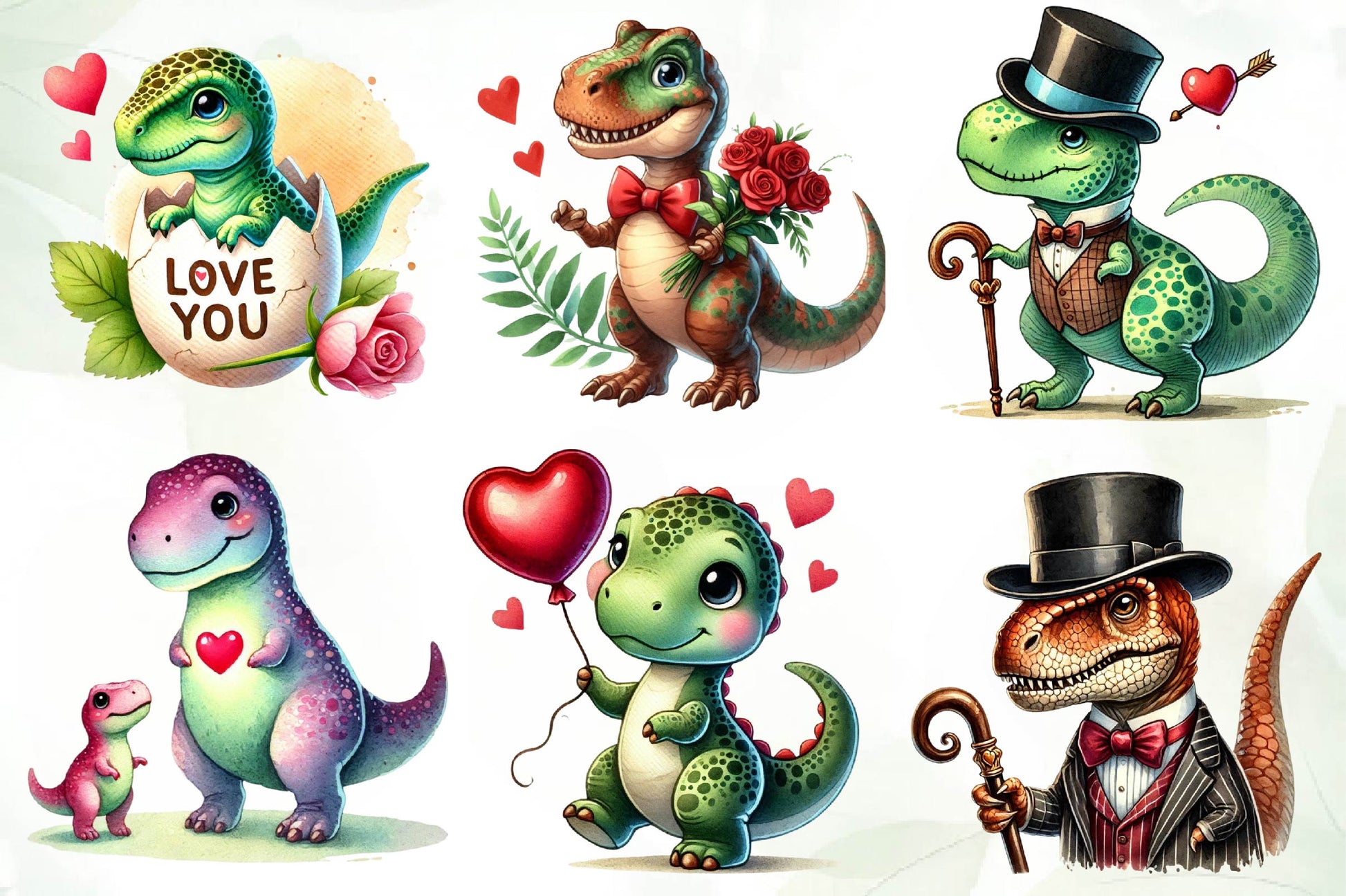 Valentines Day T Rex Clipart Bundle - CraftNest - Digital Crafting and Art