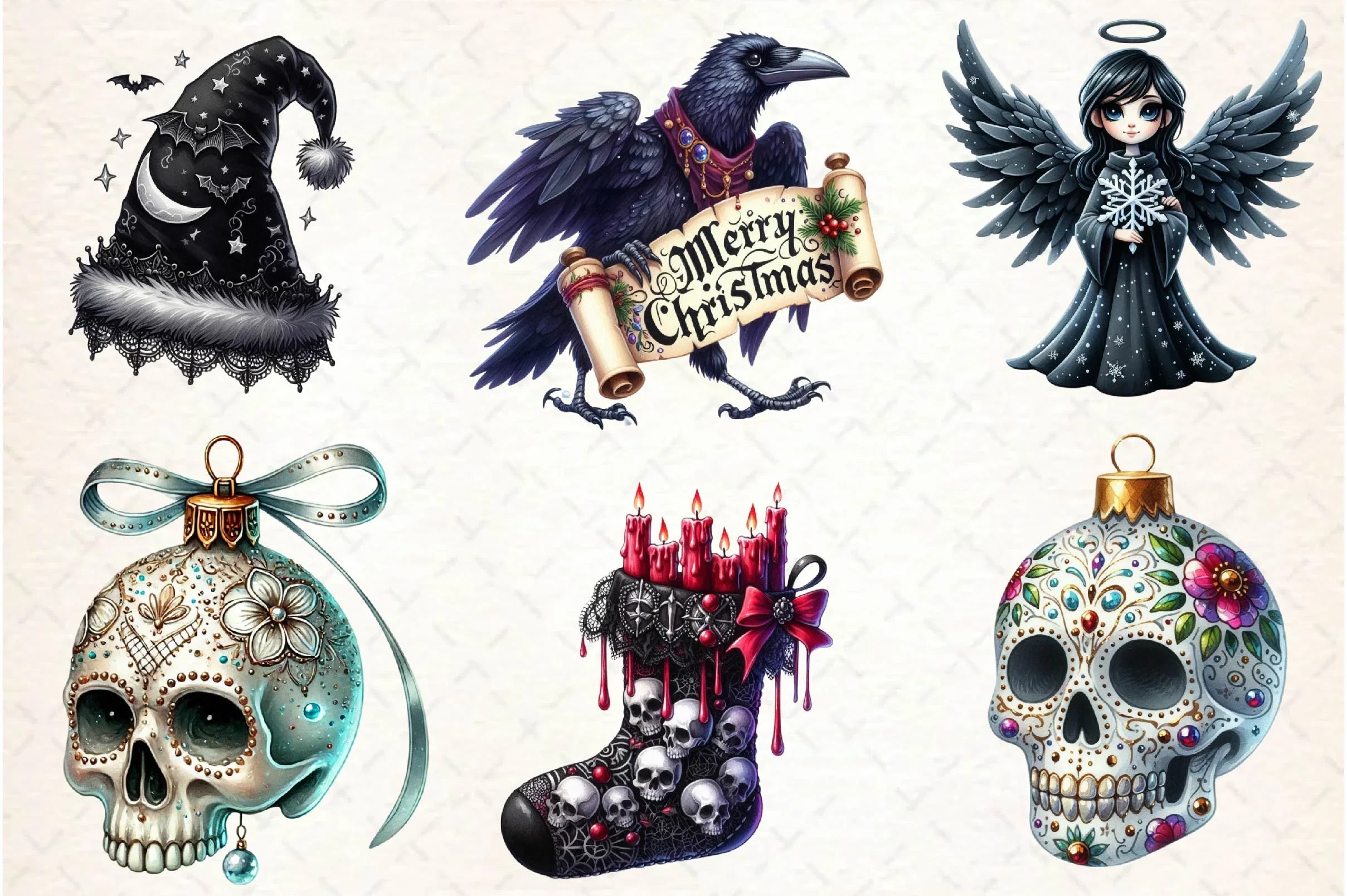 Mystical Gothic Christmas Clipart Bundle - CraftNest - Digital Crafting and Art