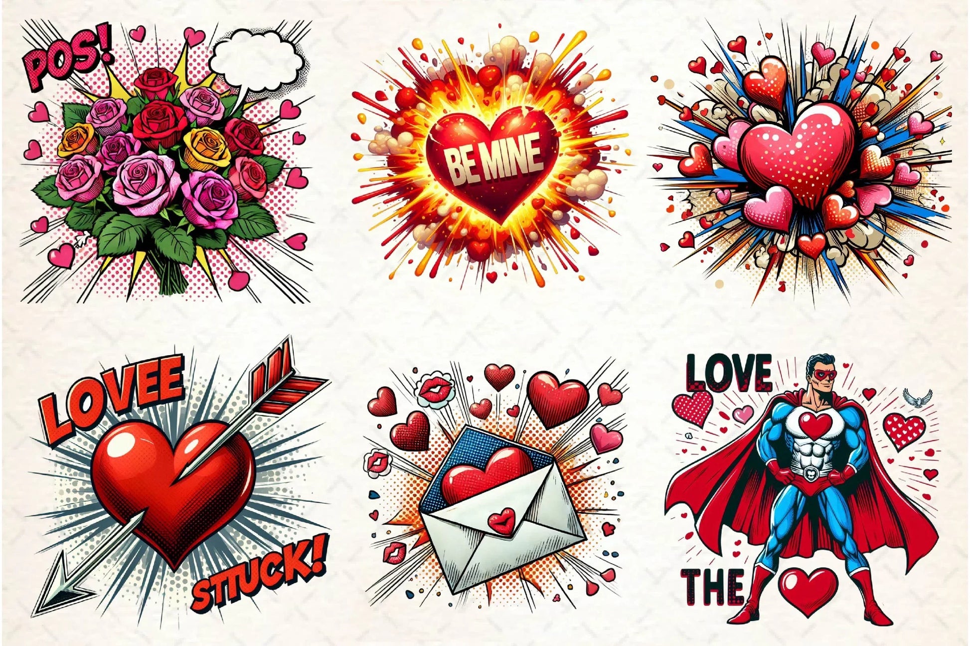 Pop Art Valentines Day Clipart Bundle - CraftNest - Digital Crafting and Art