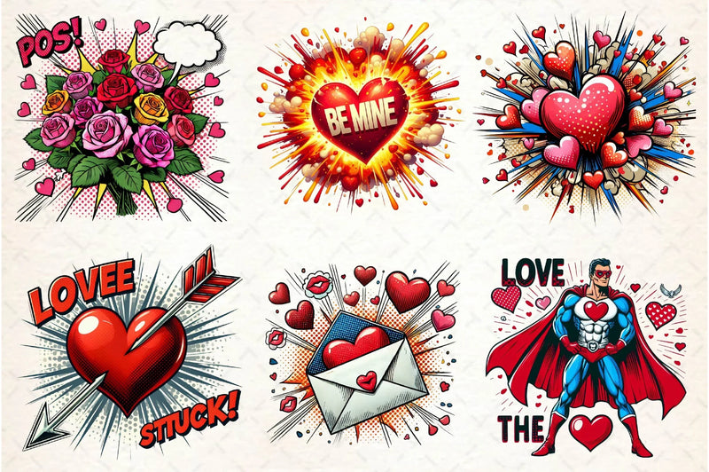 Pop Art Valentines Day Clipart Bundle - CraftNest - Digital Crafting and Art