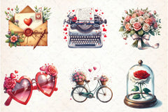 Retro Romantic Valentine Clipart Bundle - CraftNest - Digital Crafting and Art