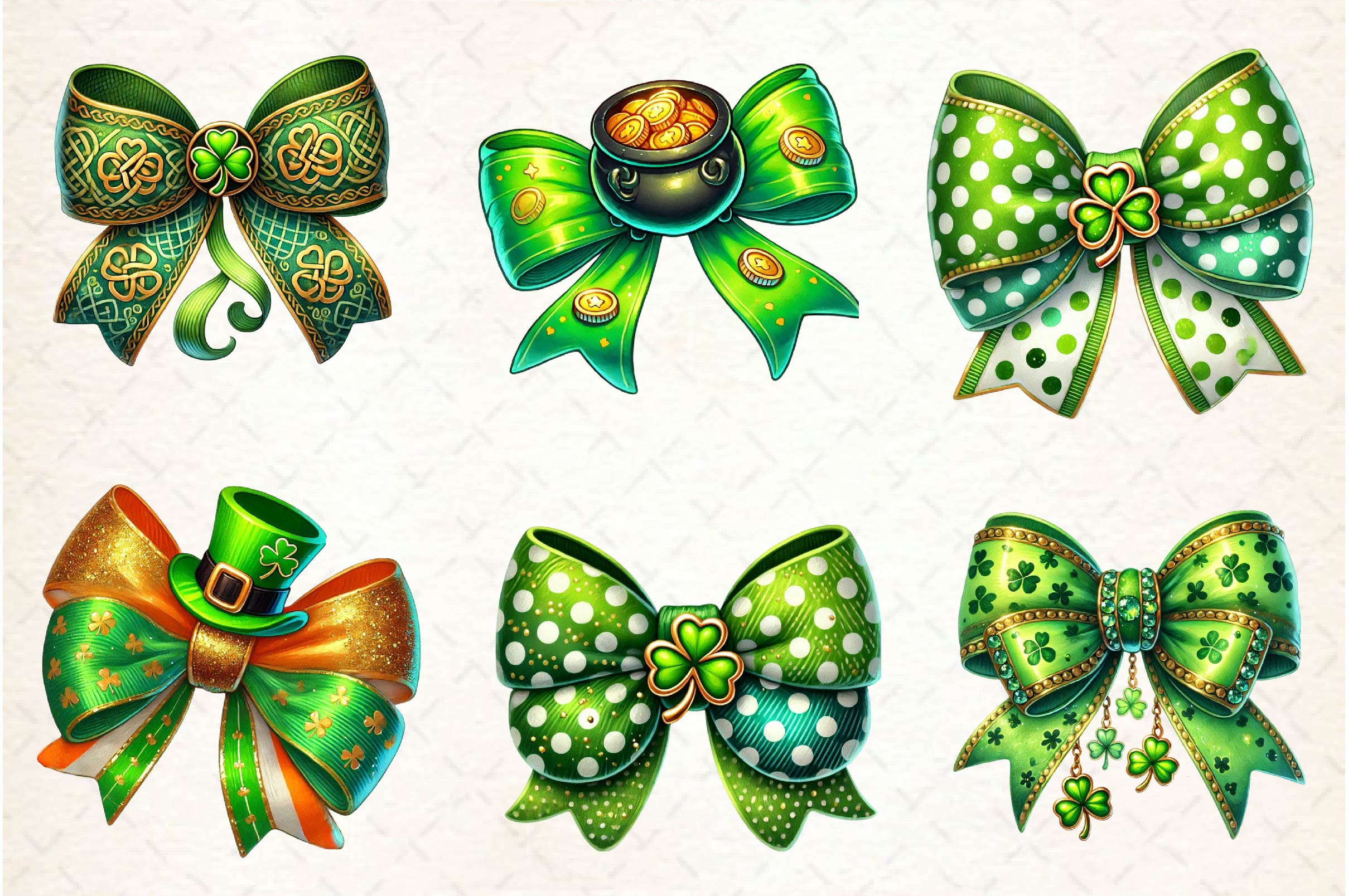 St Patricks Day Bow Clipart Bundle 1 - CraftNest - Digital Crafting and Art