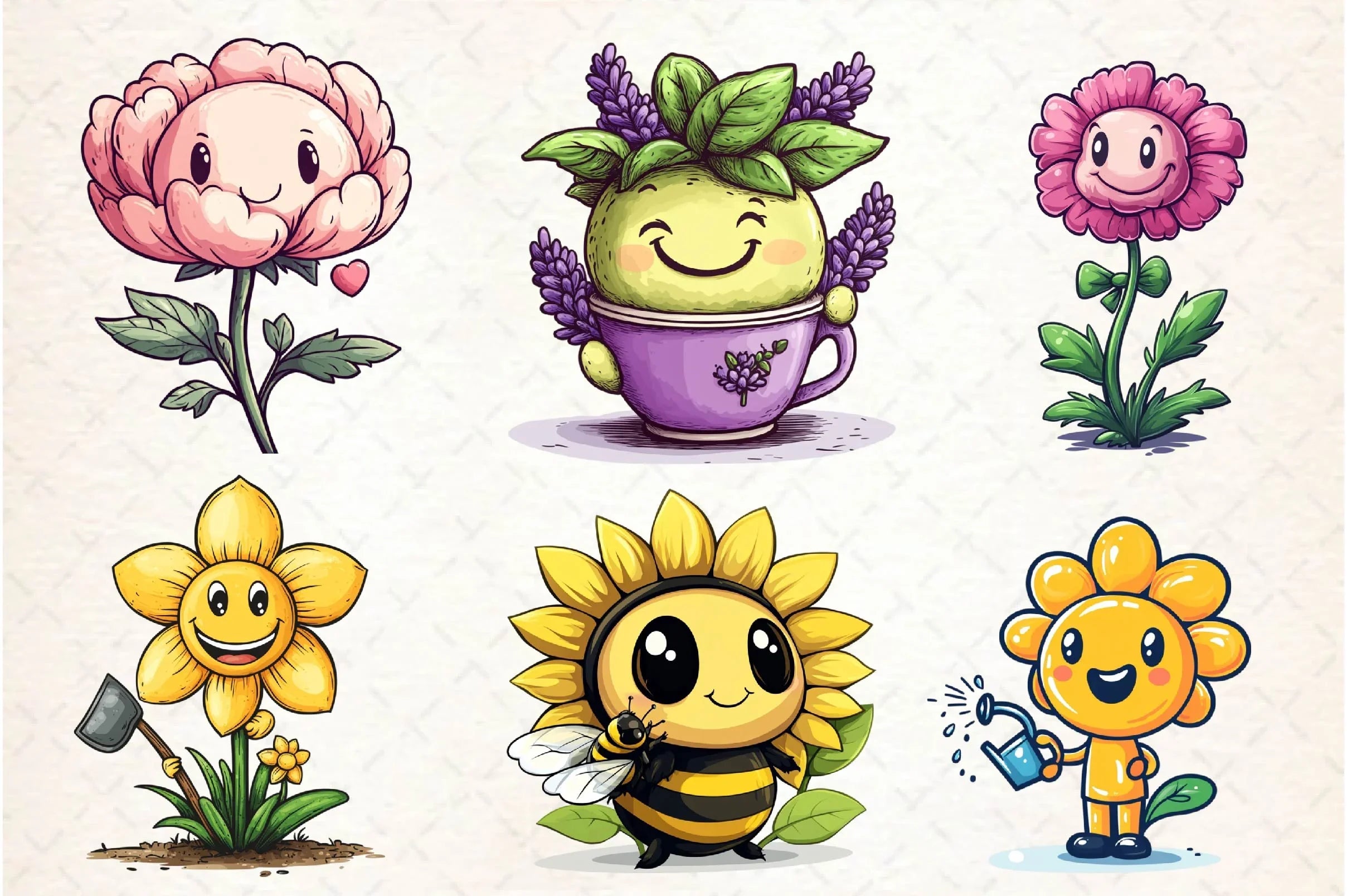 Flowers Mascot Clipart Bundle - CraftNest - Digital Crafting and Art