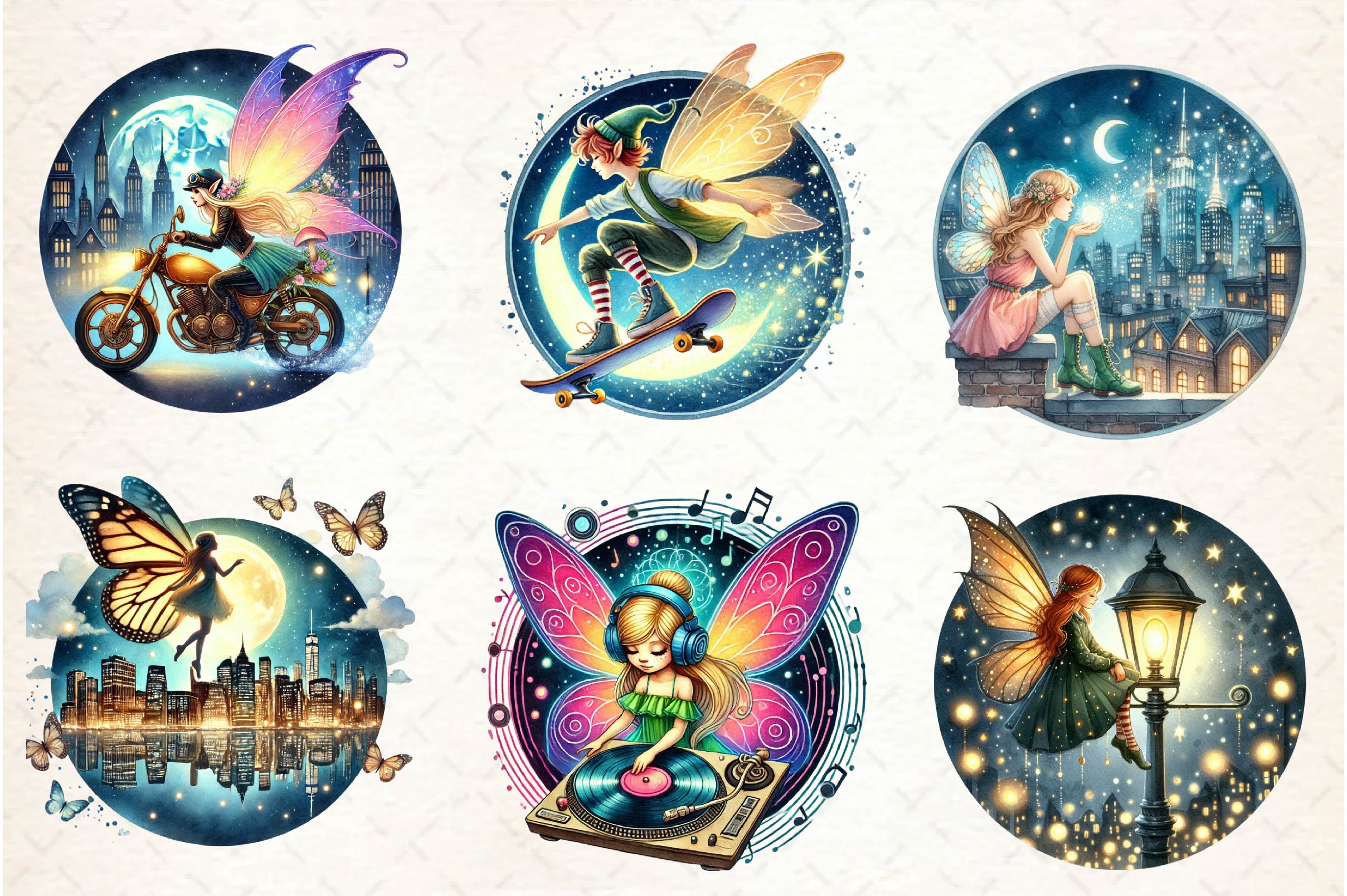 Urban Fairy Round Set Clipart Bundle - CraftNest - Digital Crafting and Art