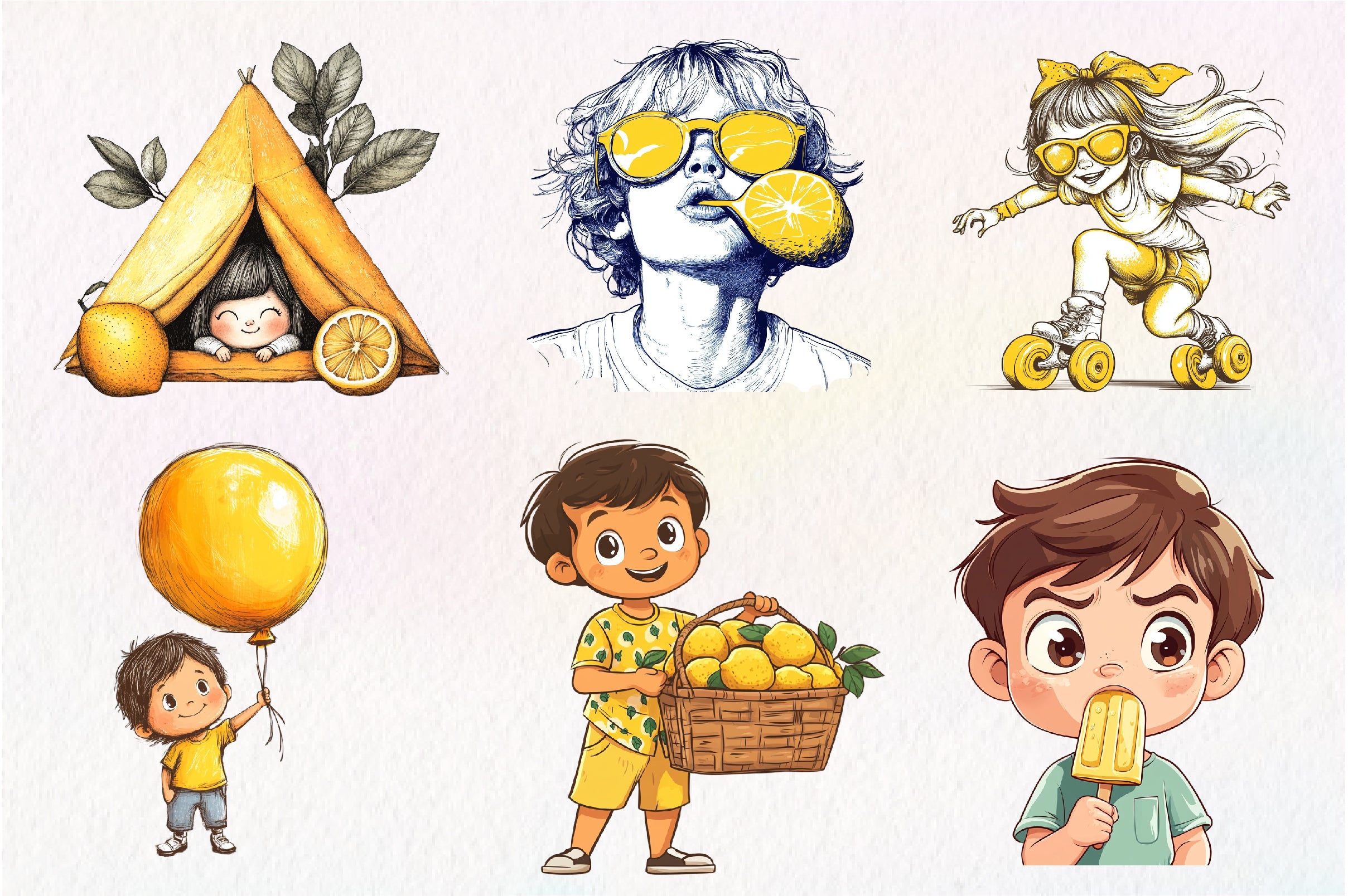 Lemon Kid Clipart Bundle - CraftNest - Digital Crafting and Art