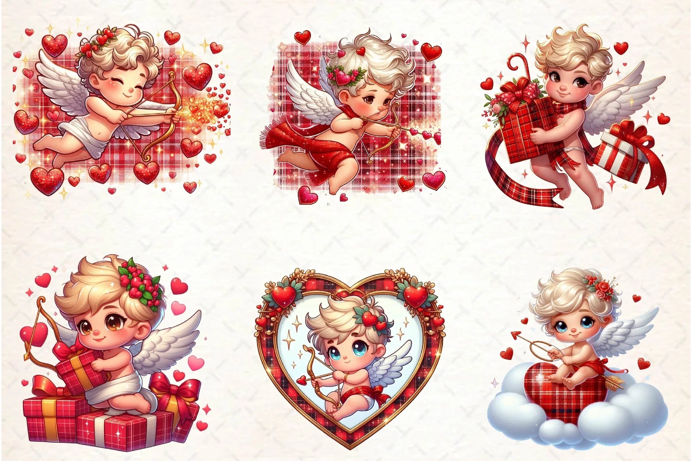 Red Valentine Cupid Clipart Bundle - CraftNest - Digital Crafting and Art