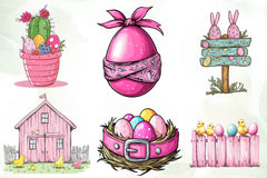 Vintage Pink Easter Western Clipart Bundle - CraftNest - Digital Crafting and Art