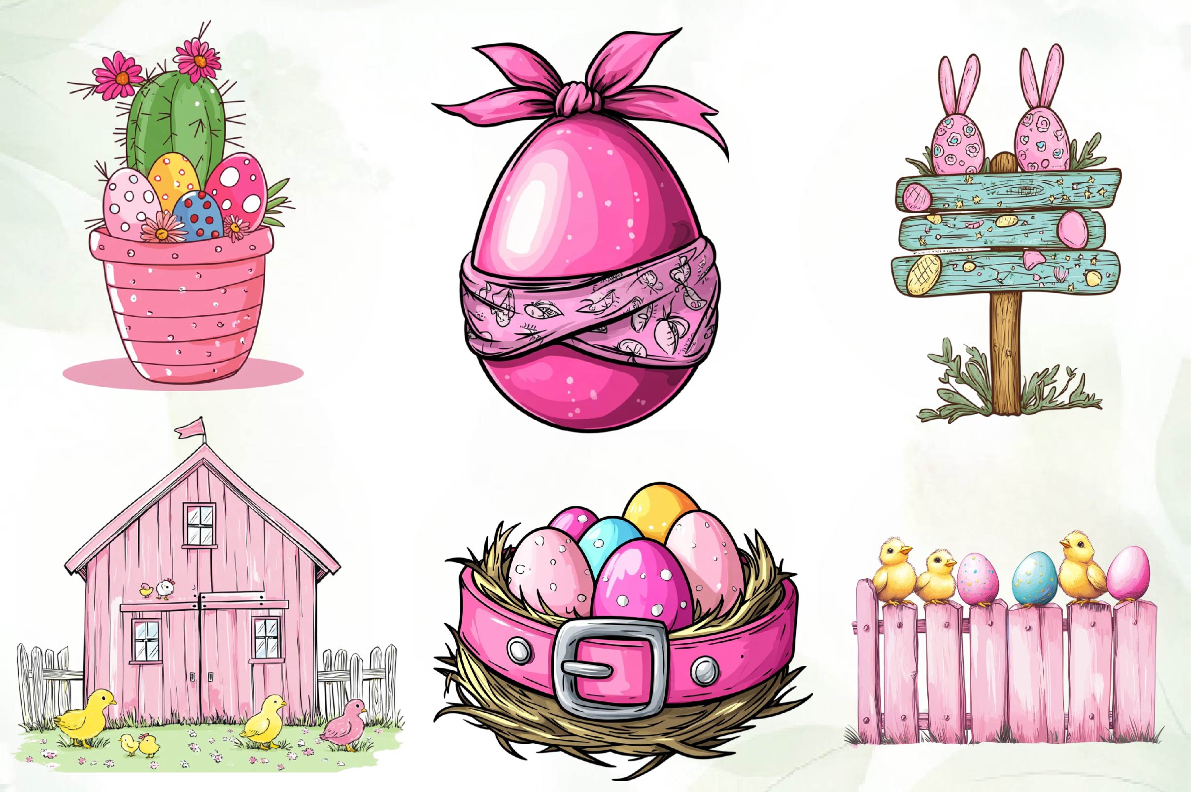 Vintage Pink Easter Western Clipart Bundle - CraftNest - Digital Crafting and Art