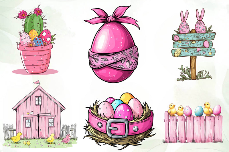 Vintage Pink Easter Western Clipart Bundle - CraftNest - Digital Crafting and Art