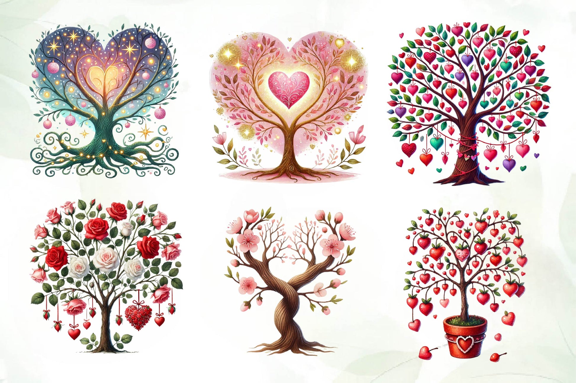 Valentines Day Heart Tree Clipart Bundle - CraftNest - Digital Crafting and Art