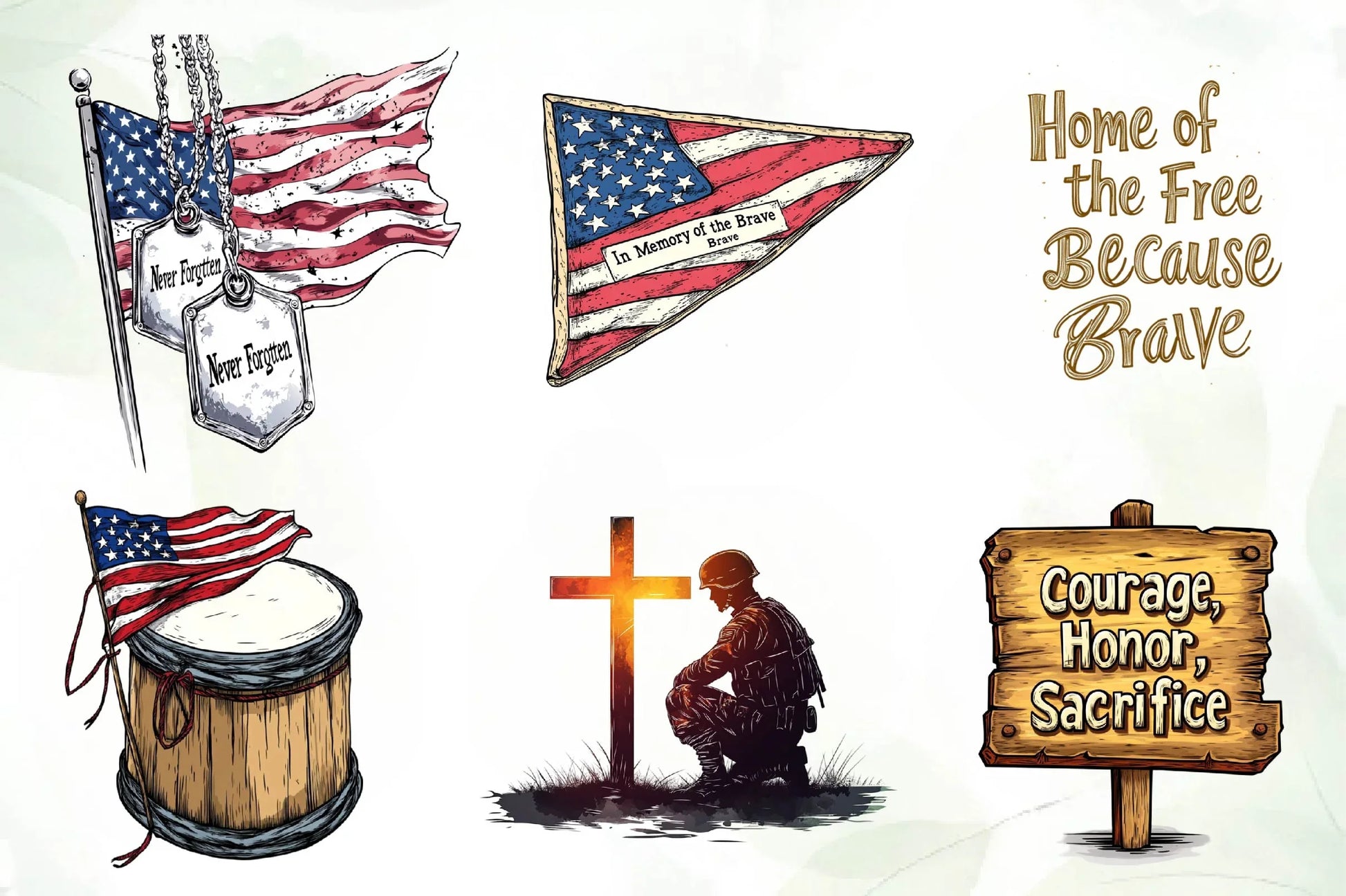 In Memory Of The Brave Design Clipart Bundle - CraftNest - Digital Crafting and Art