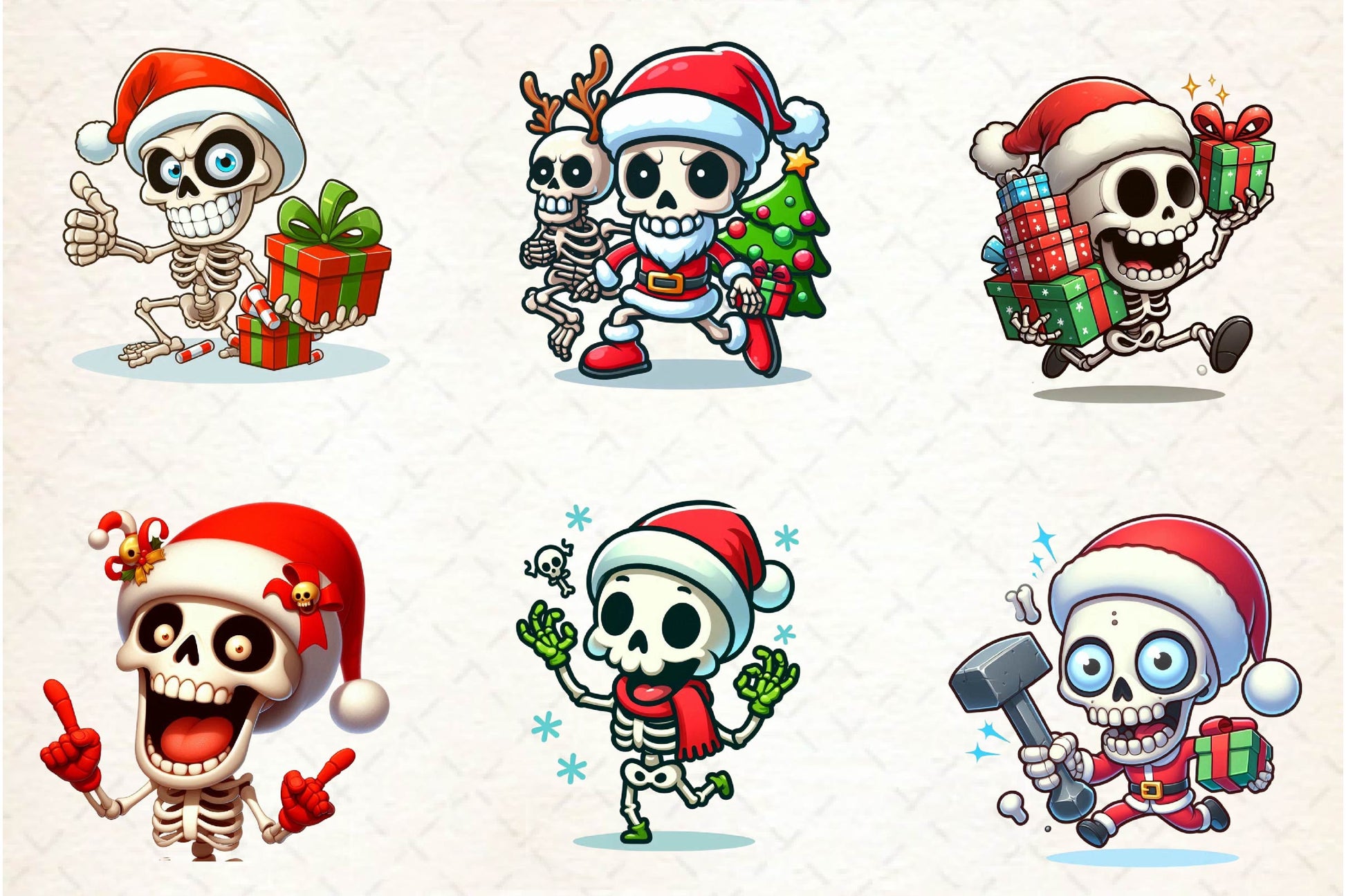 Funny Christmas Skeleton Clipart Bundle 1 - CraftNest - Digital Crafting and Art